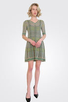 Short Sleeve V Neck Mini Dress - Green Multi by Missoni | 25 South Boutiques