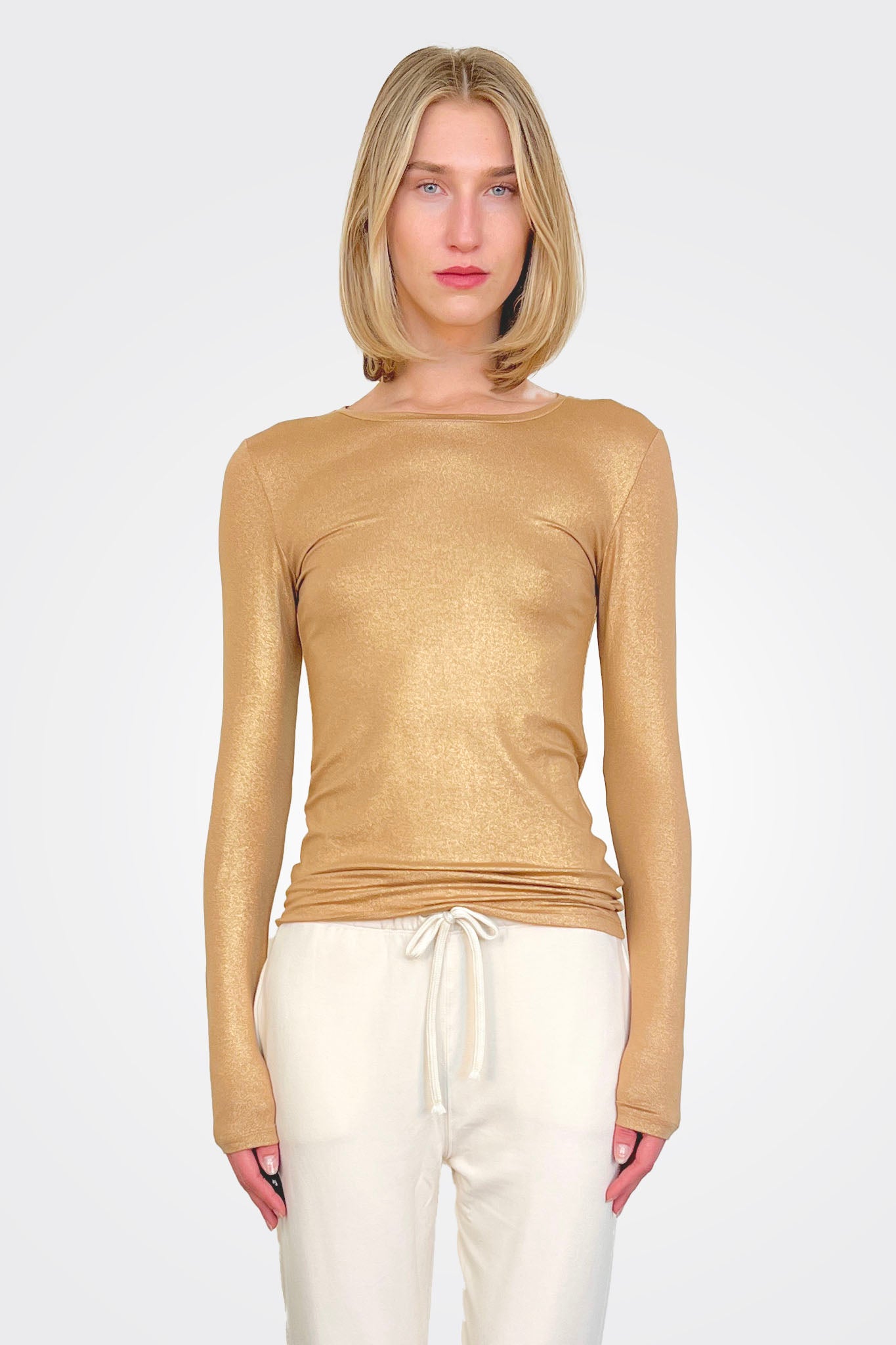 Lurex Crewneck - Tan by Majestic | 25 South Boutiques