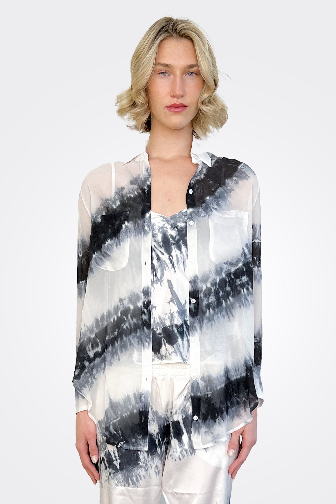 Boyfriend Button Down Shirt - Black White Stripe by Michelle Jonas — alternate view