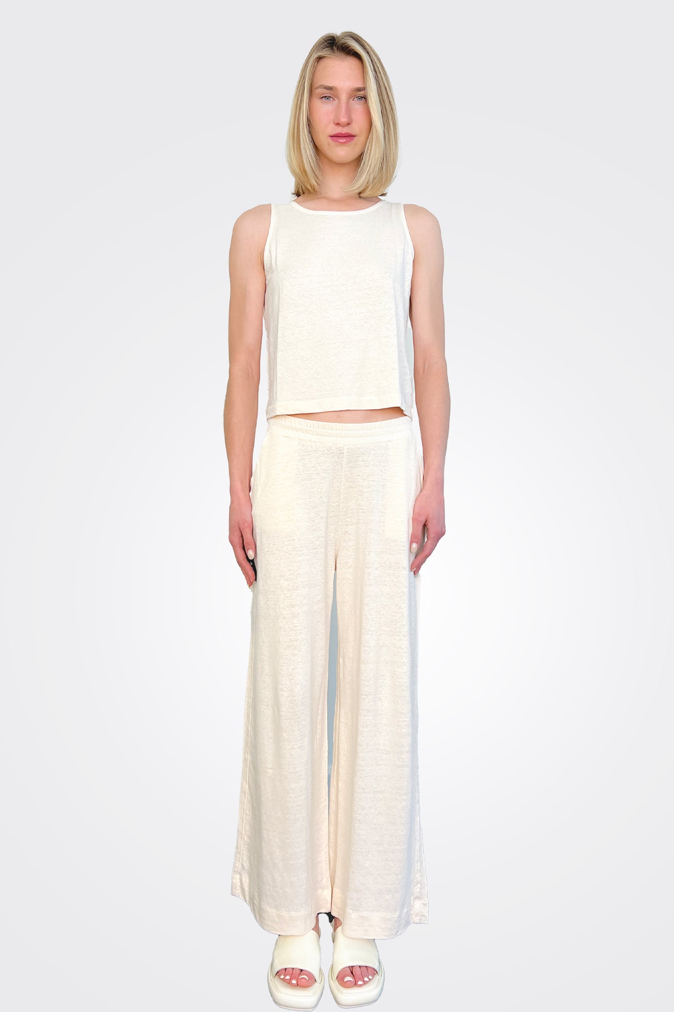 Wide Leg Comfort Trousers - Ivory by Majestic — alternate view