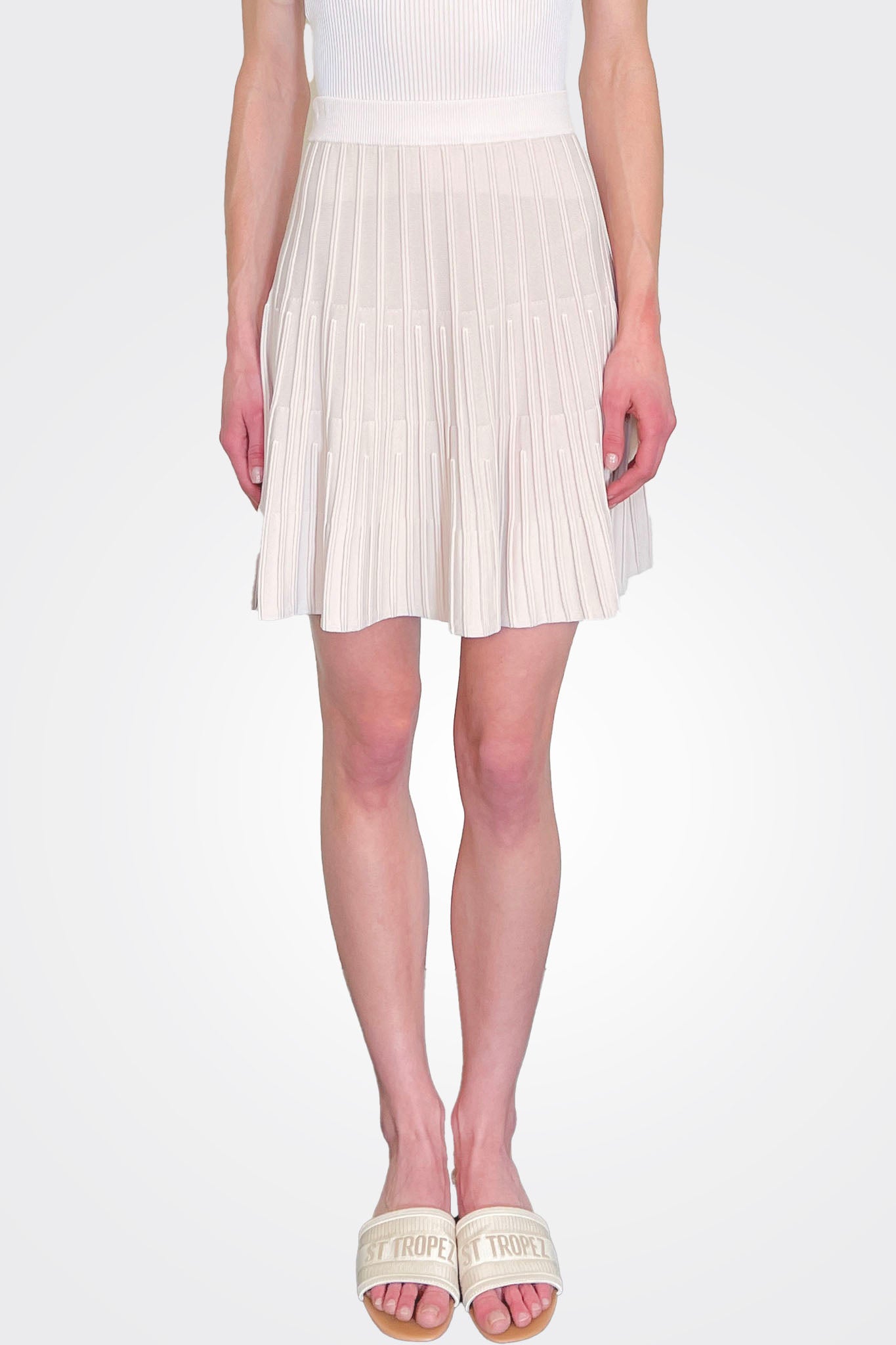 Logo Pleated Knee Length Skirt - Pale by Moschino — alternate view