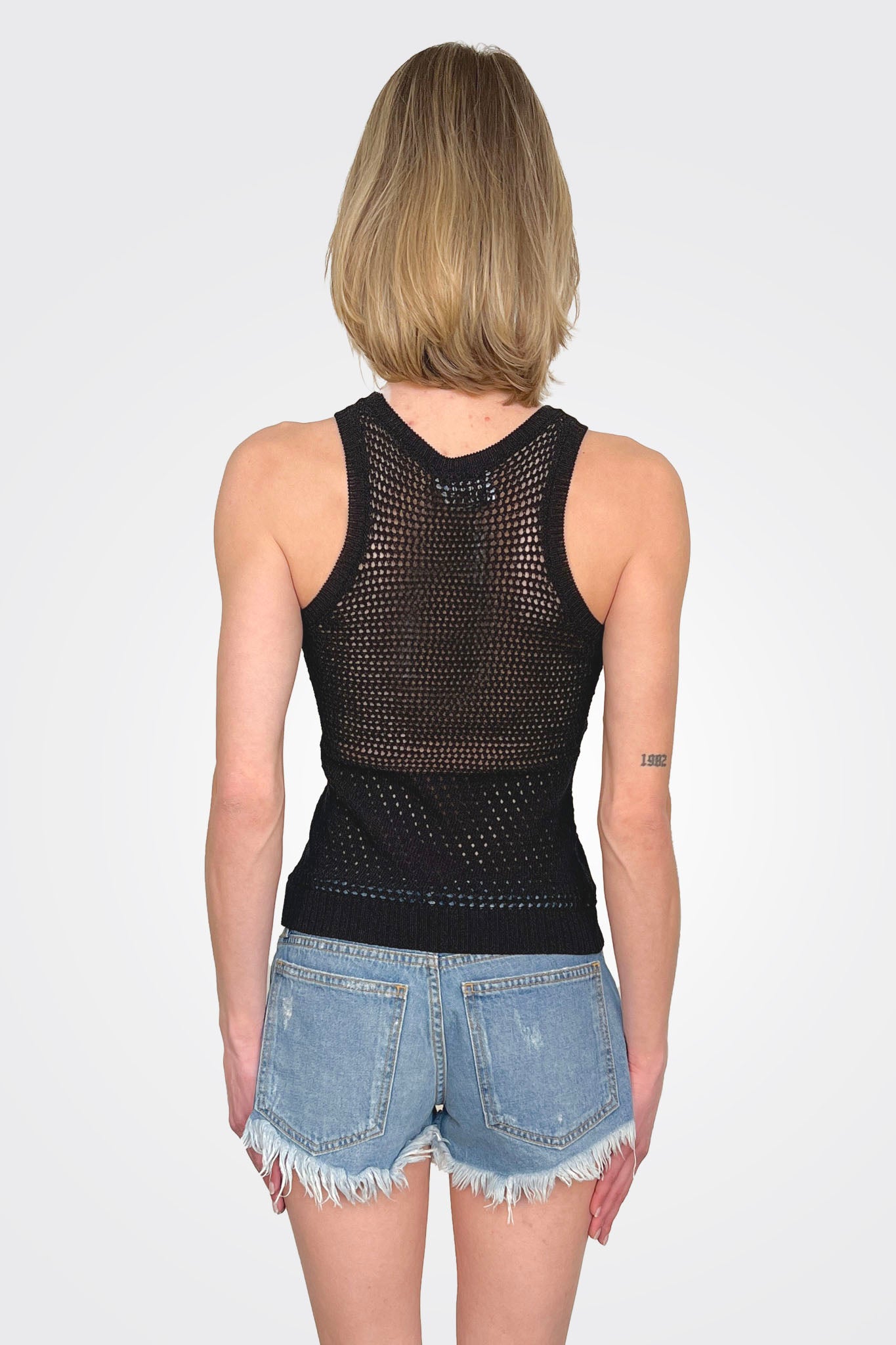 Knit Logo Sleeveless Top - Black by Moschino — alternate view