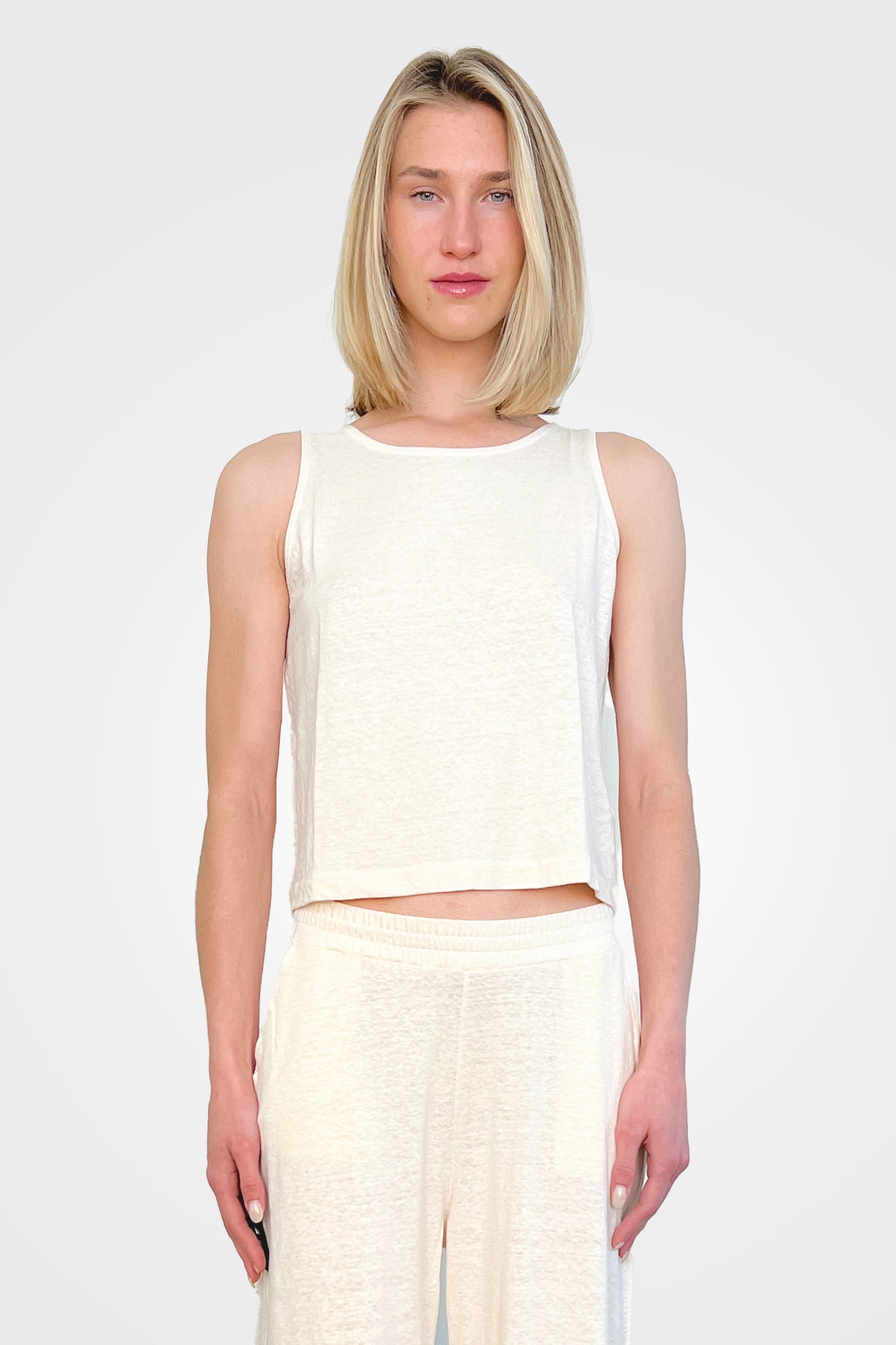 Button Back Tank - Ivory by Majestic | 25 South Boutiques