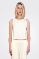 Button Back Tank - Ivory by Majestic | 25 South Boutiques