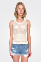 Knit Logo Sleeveless Top - Cream by Moschino | 25 South Boutiques