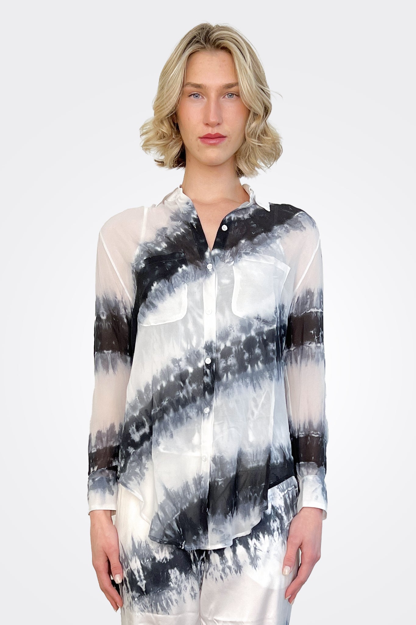 Boyfriend Button Down Shirt - Black White Stripe by Michelle Jonas | 25 South Boutiques
