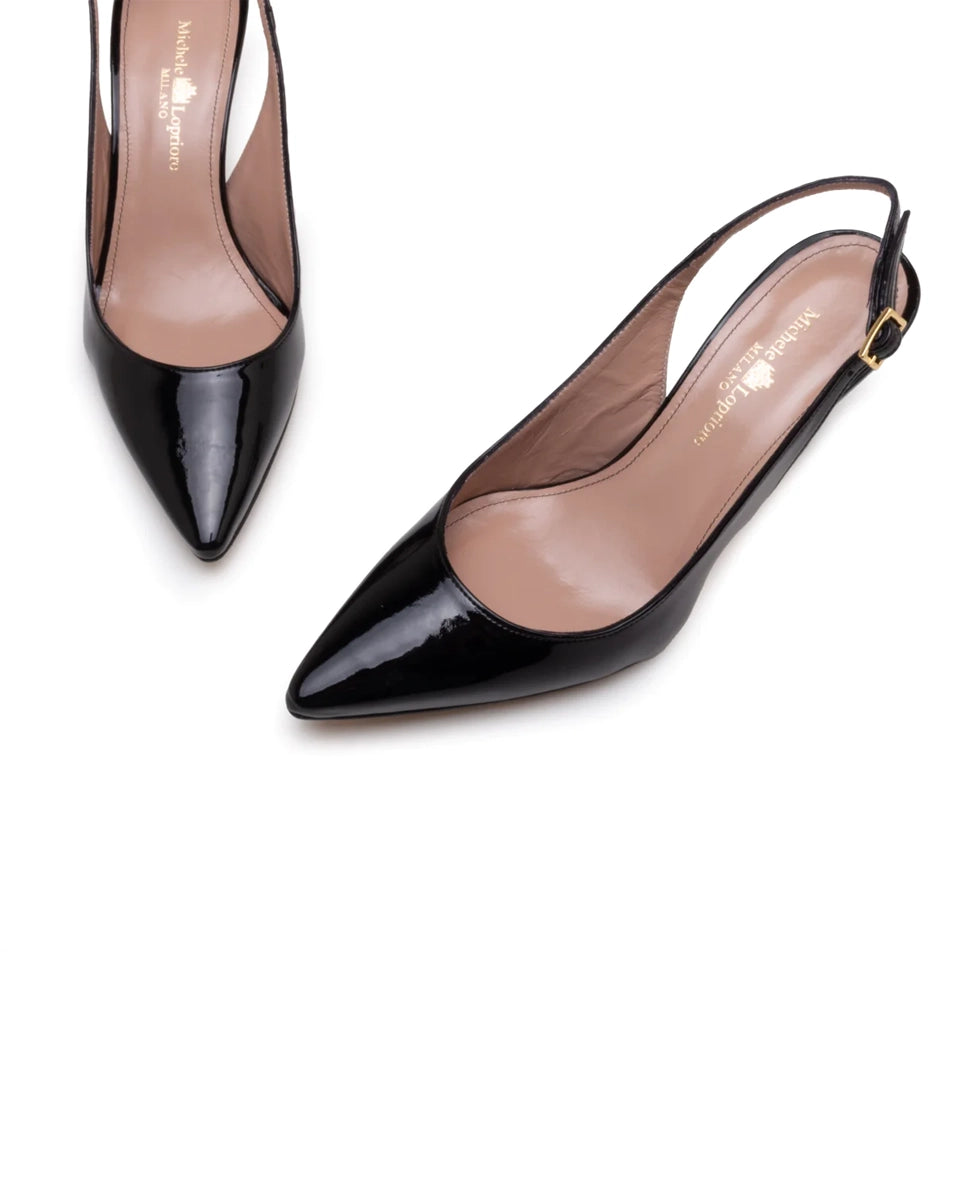 Lindsay Slingback Pump 3.5 - Black Patent Leather by Michele Lopriore — view 3
