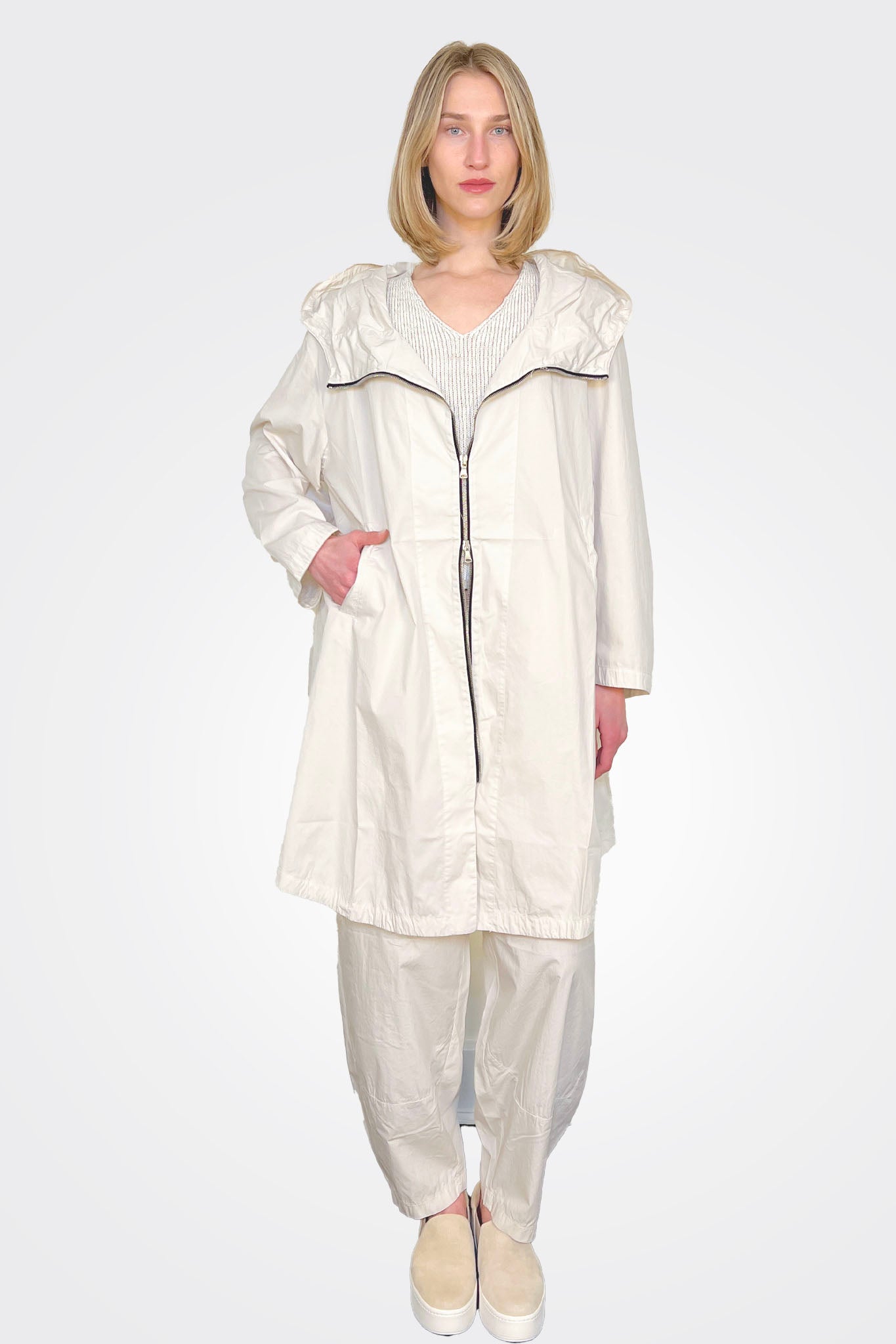 Hooded Midi Trench Coat - Milk by Transit Par-Such — alternate view