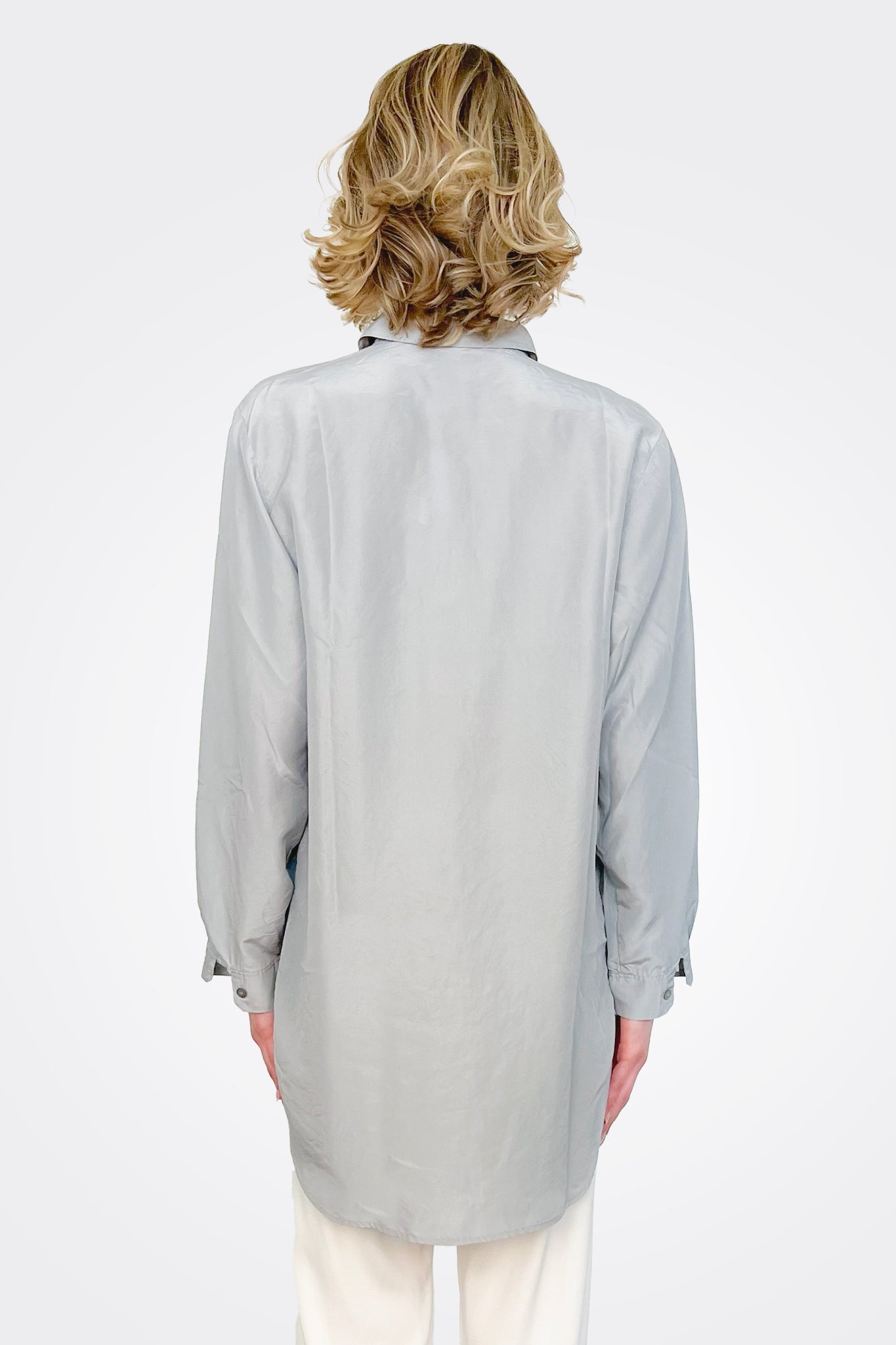 Silk Button Down Shirt - Mirage Grey by Kristensen — view 3