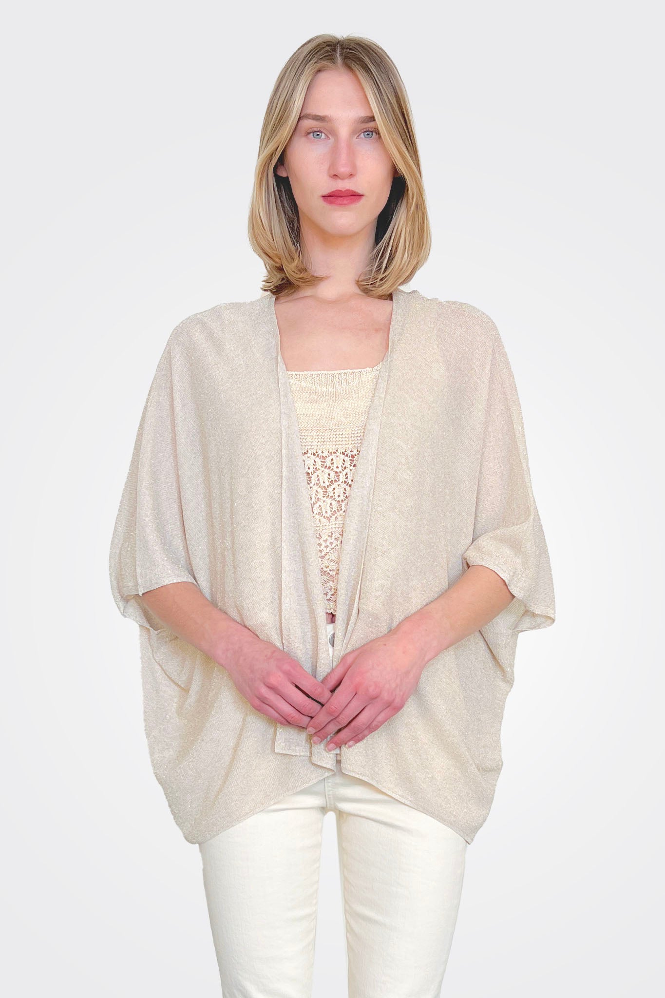 Divina Lurex Cardigan - Bianco Platino by Momonì | 25 South Boutiques