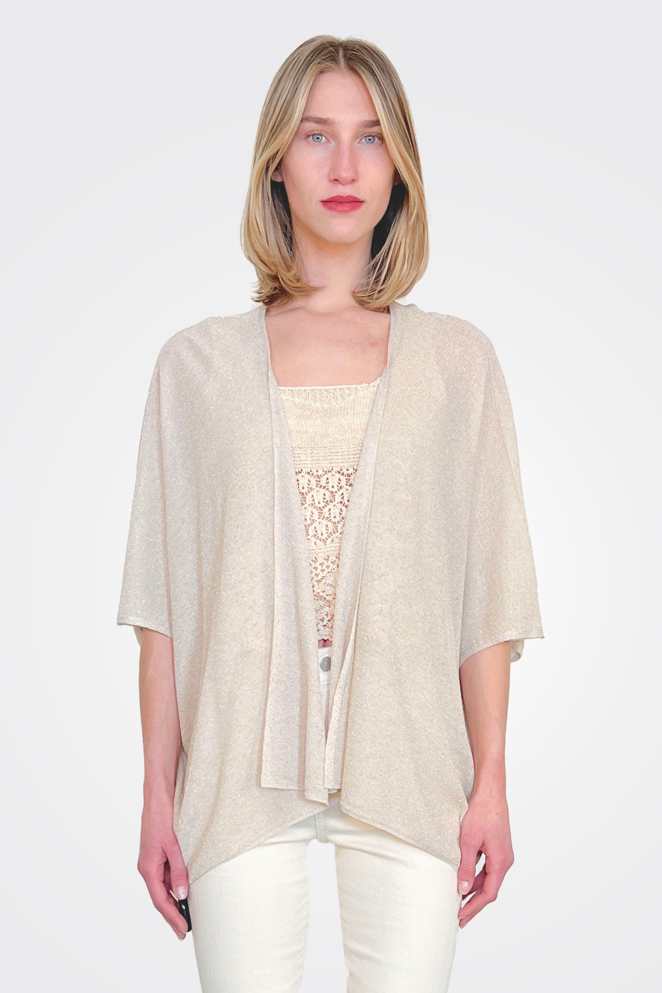 Divina Lurex Cardigan - Bianco Platino by Momonì — alternate view