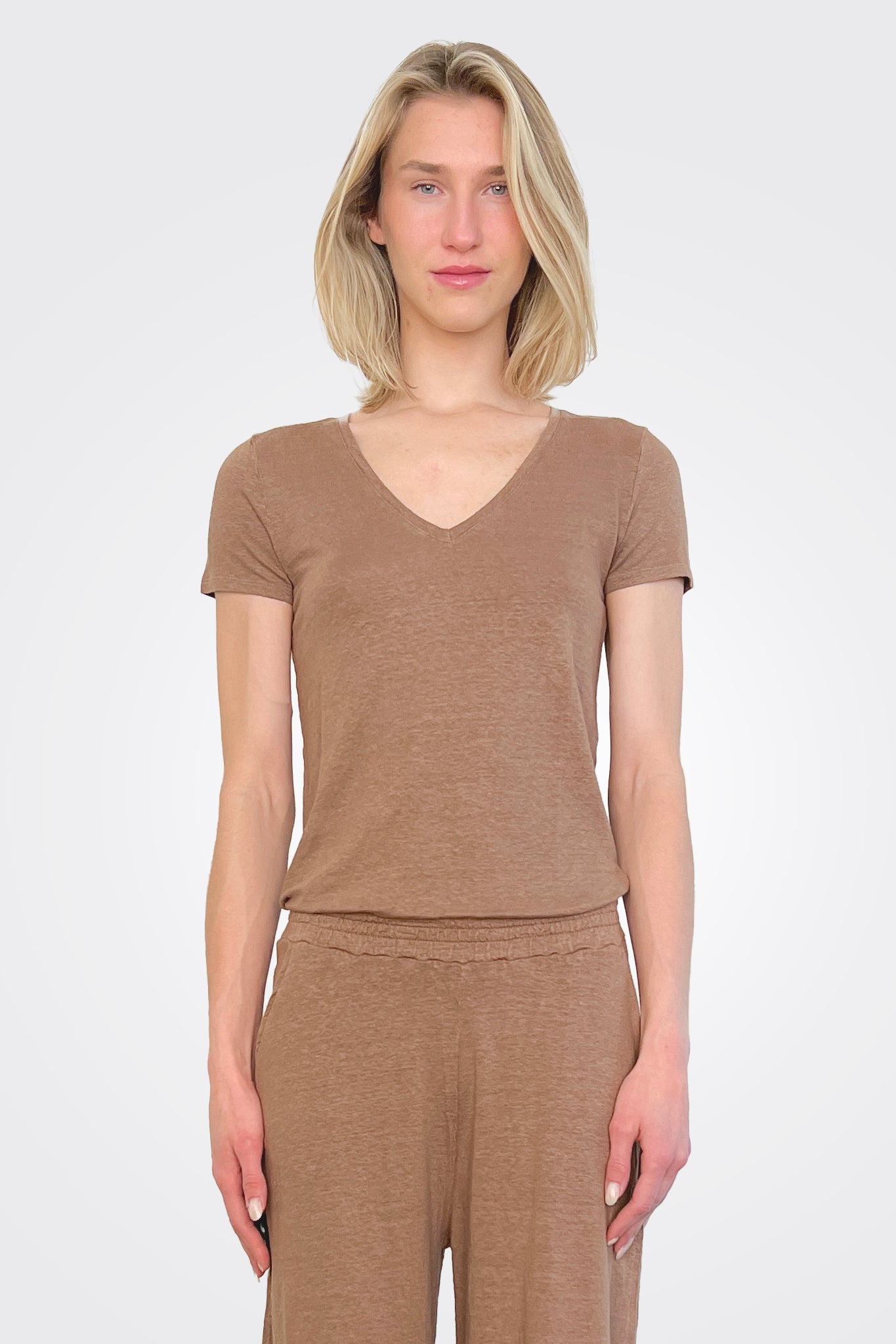 V Neck Tee - Mocha by Majestic | 25 South Boutiques