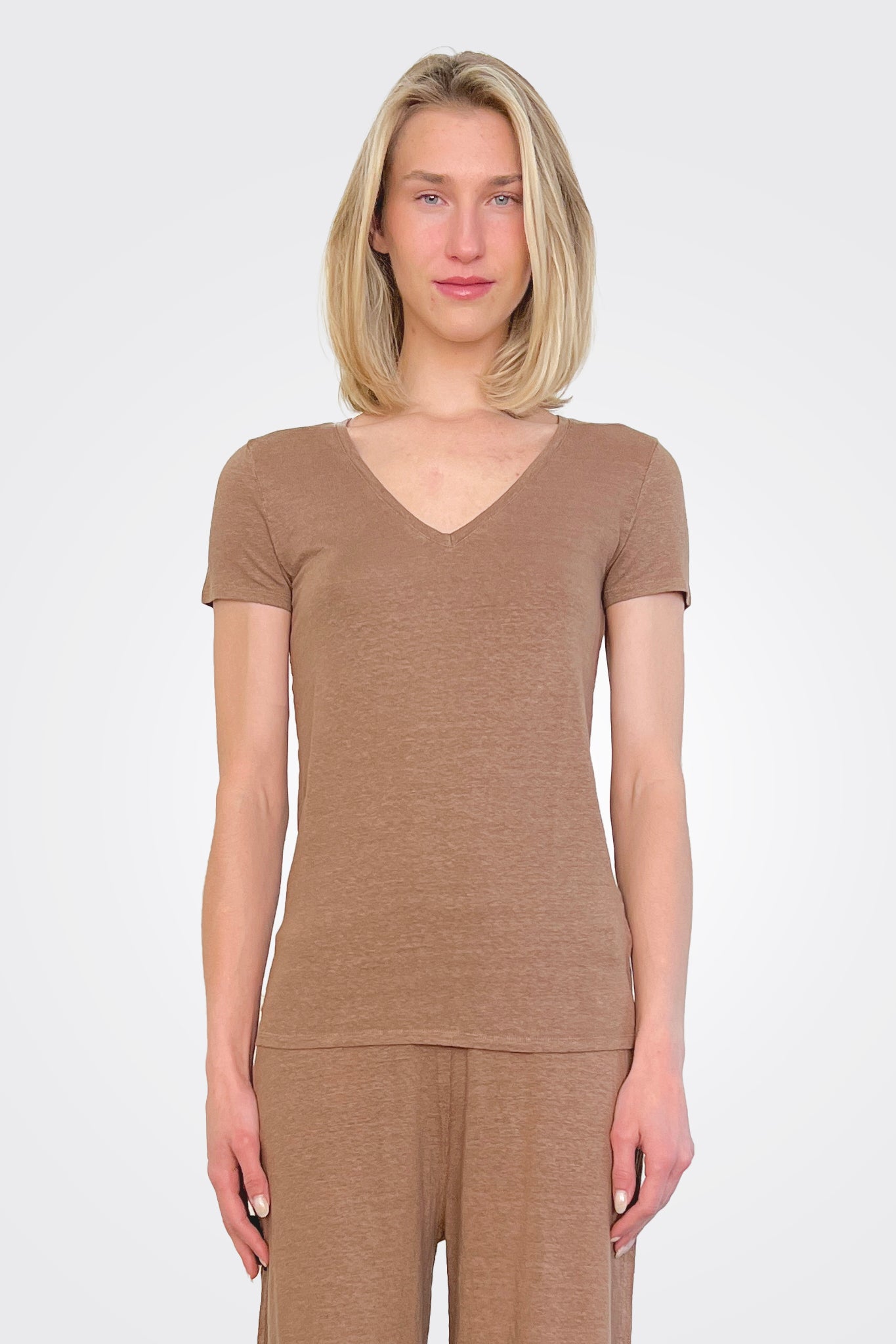 V Neck Tee - Mocha by Majestic — alternate view