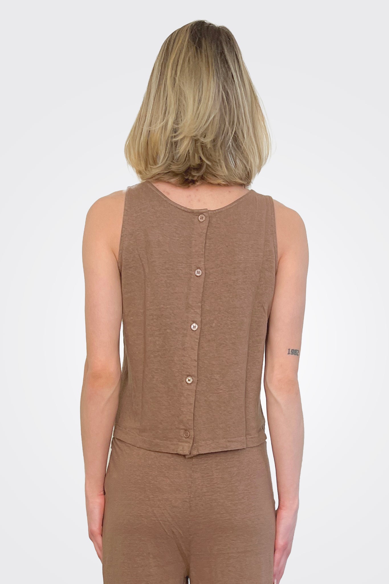 Button Back Tank - Mocha by Majestic — alternate view