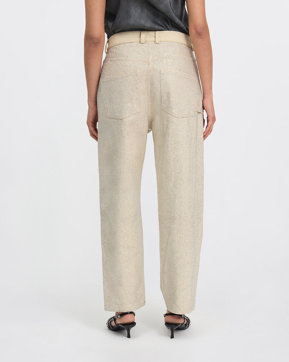 Creme Denim Pants - Ecru by Mes Demoiselles — view 4