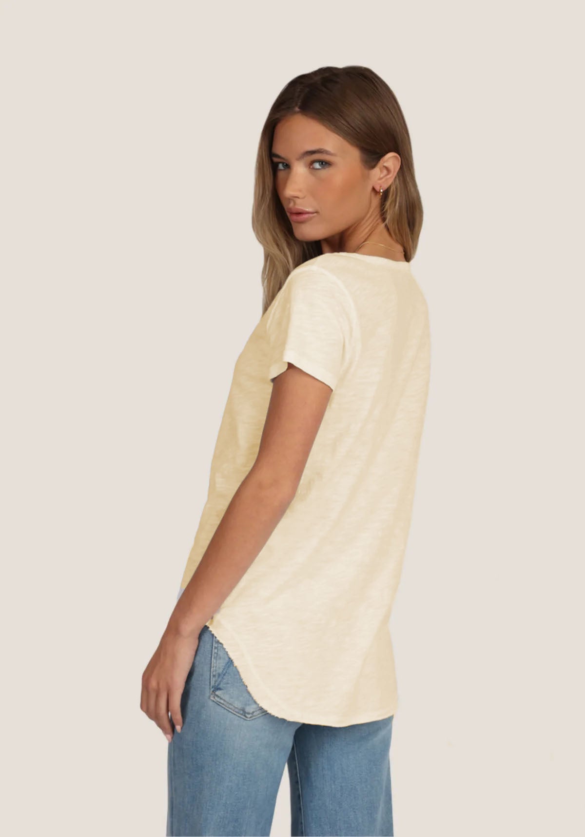Short Sleeve Deep V Tee - Moon by Dylan — alternate view