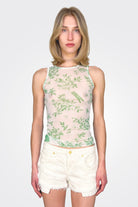 Greenery Sheer Tank - White by Moschino | 25 South Boutiques