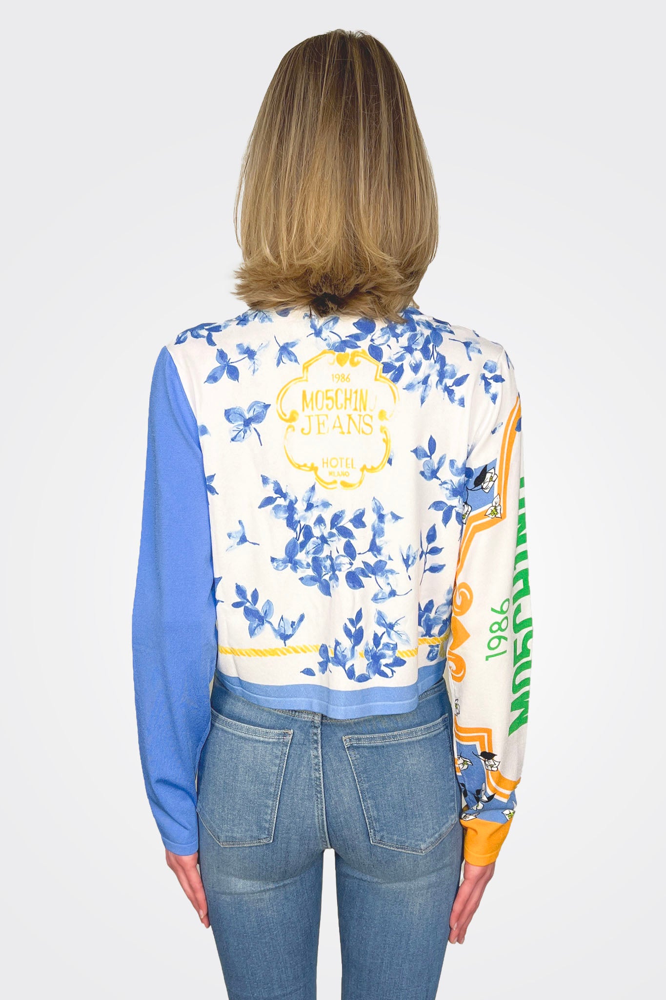 Mixed Media Cardigan - Blue Multi by Moschino — alternate view