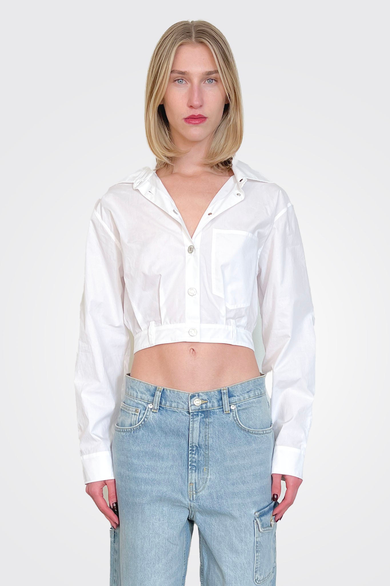 Cropped Shirt - White by Moschino | 25 South Boutiques
