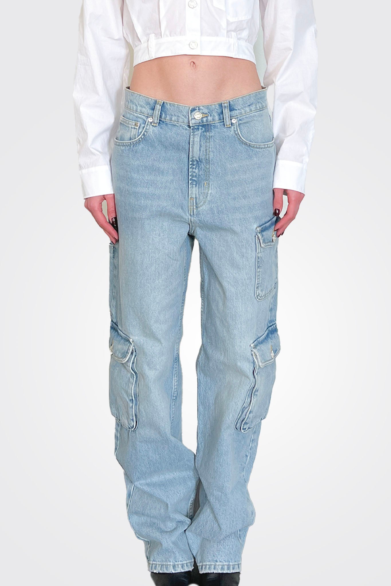 Baggy Denim Jeans - Light Blue by Moschino — alternate view