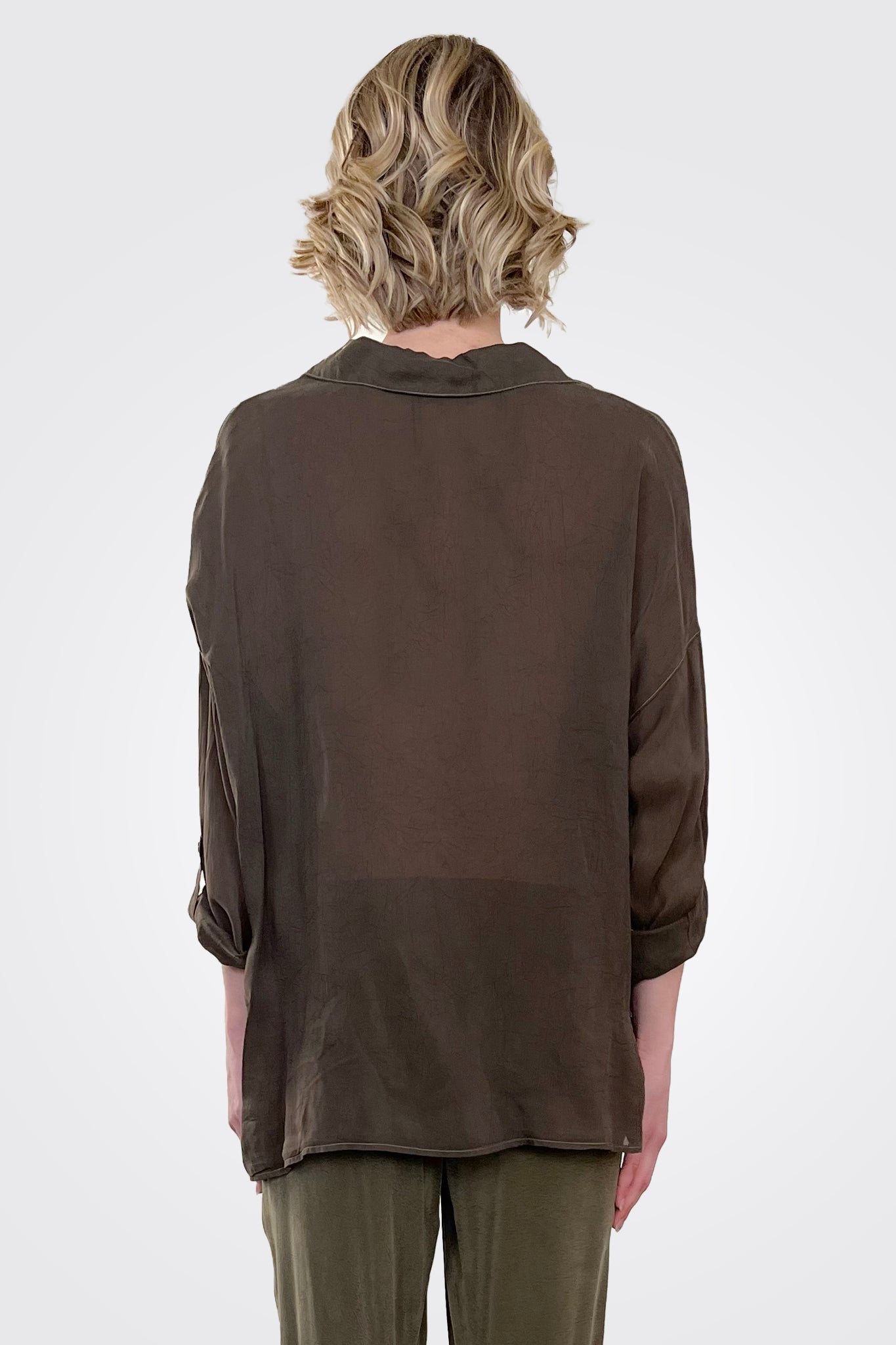Cargo Pocket Tie Front Top - Moss by Maven West — alternate view
