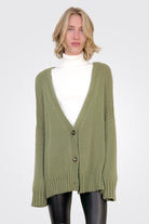 Oversized Low Neck Cardigan - Moss Olive by Wooden Ships — alternate view