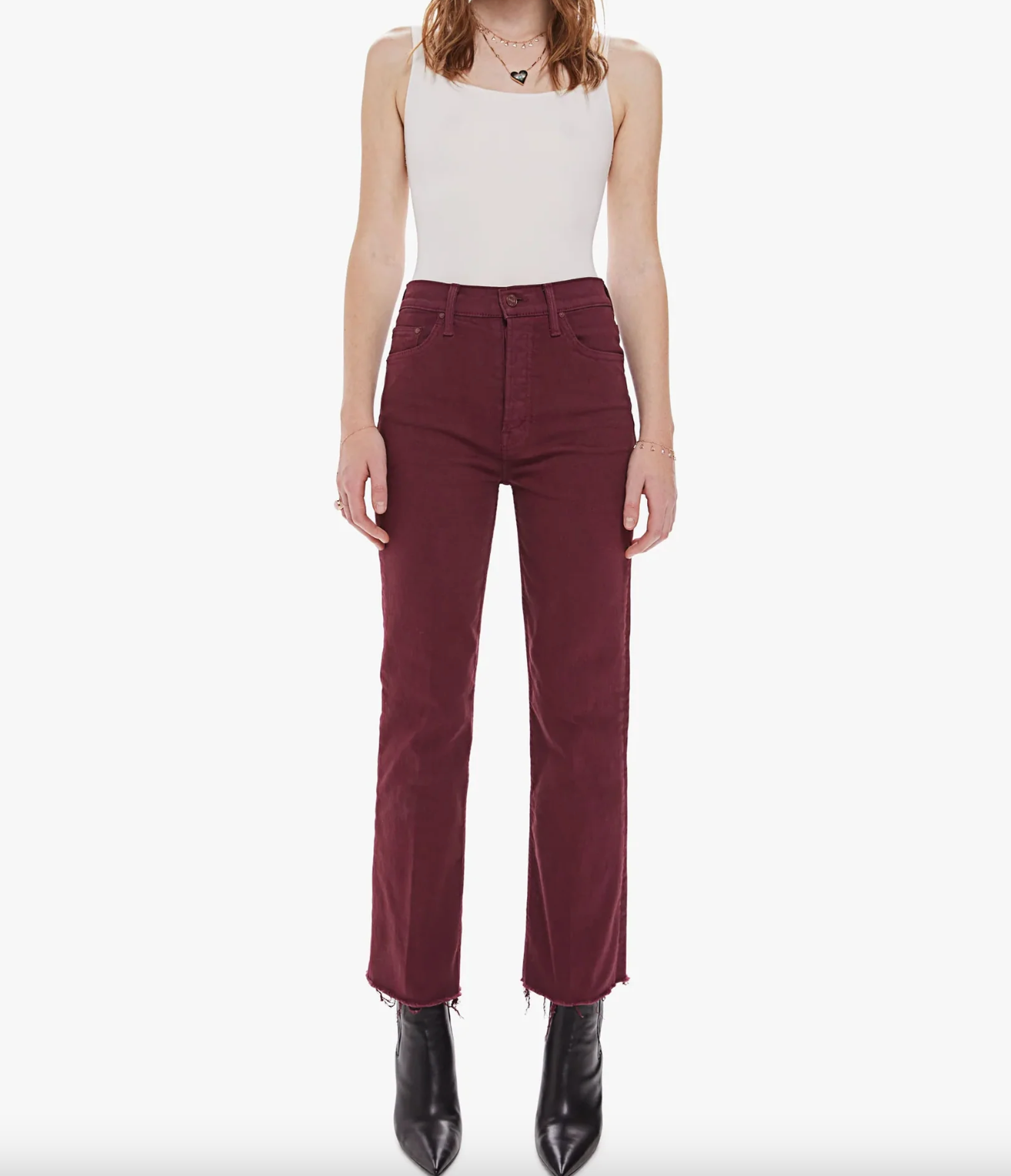 The Tripper Ankle Fray - Burgundy by MOTHER | 25 South Boutiques
