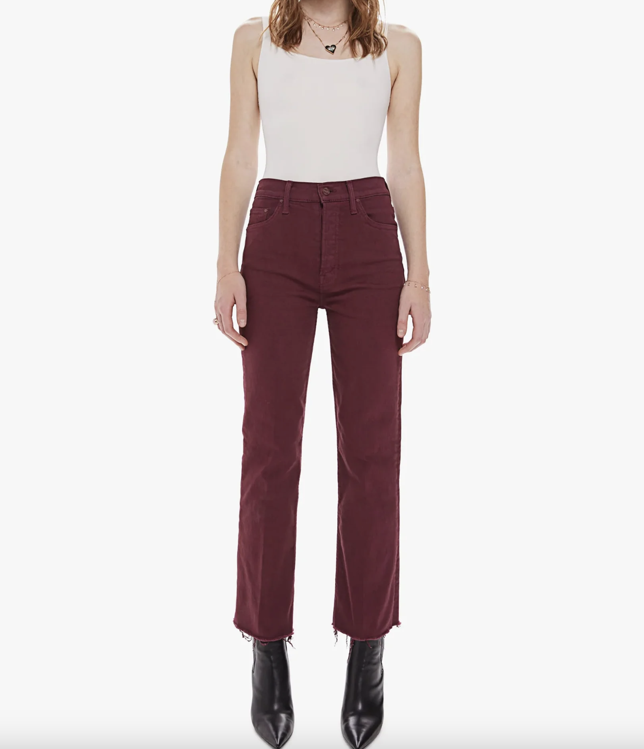 The Tripper Ankle Fray - Burgundy by MOTHER | 25 South Boutiques