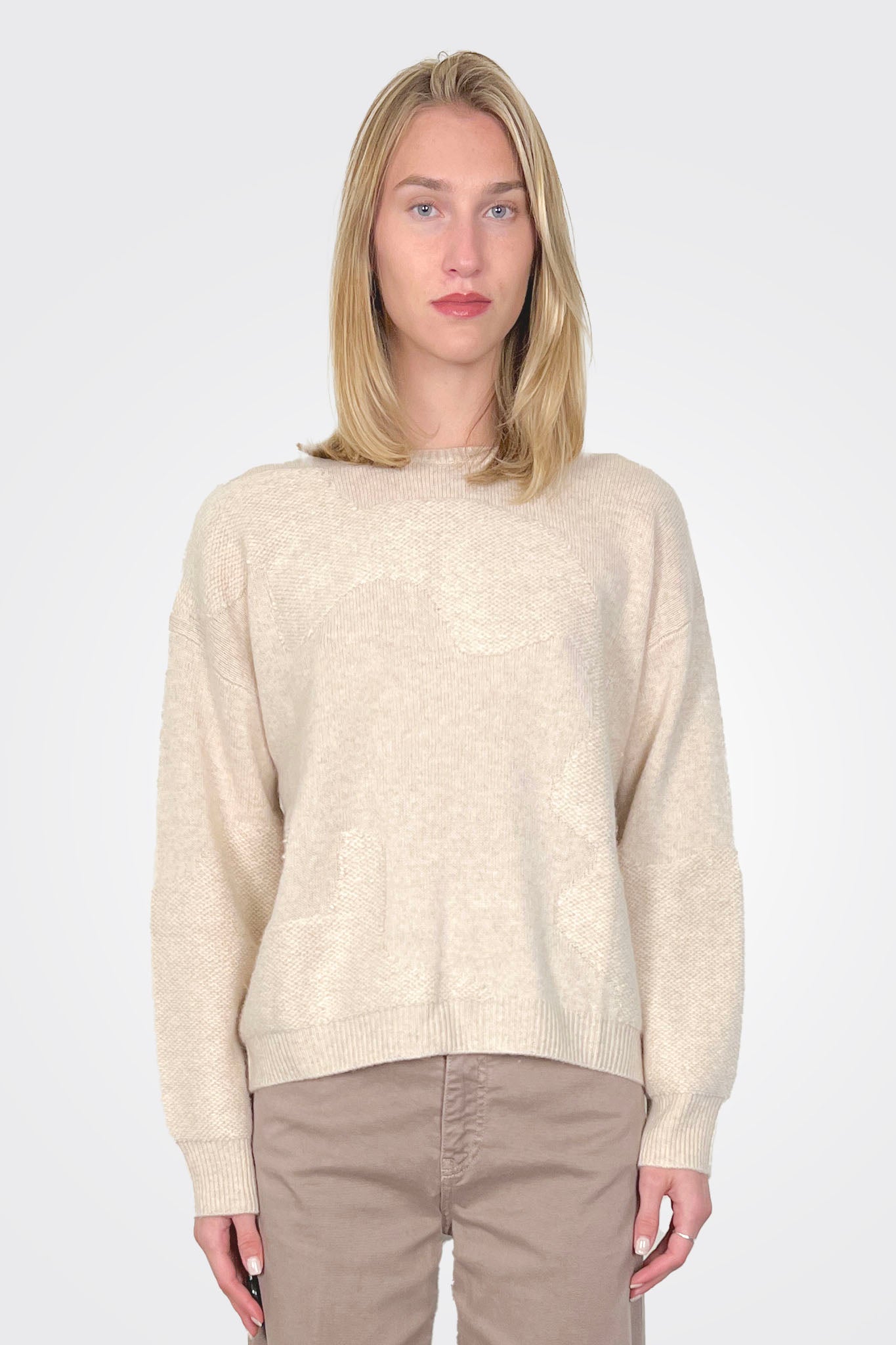 Plushy Wave Crew Sweater - Malt Rice by Colorush | 25 South Boutiques