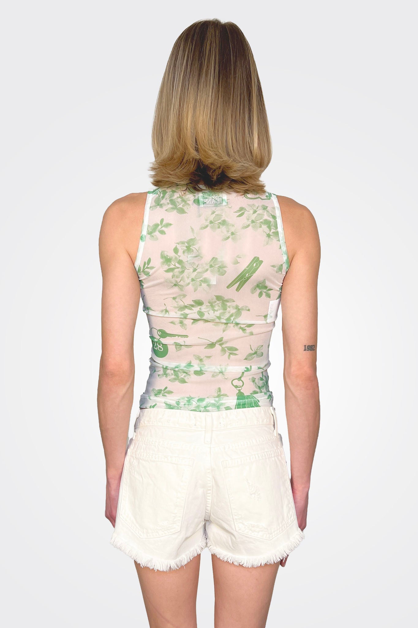 Greenery Sheer Tank - White by Moschino — alternate view