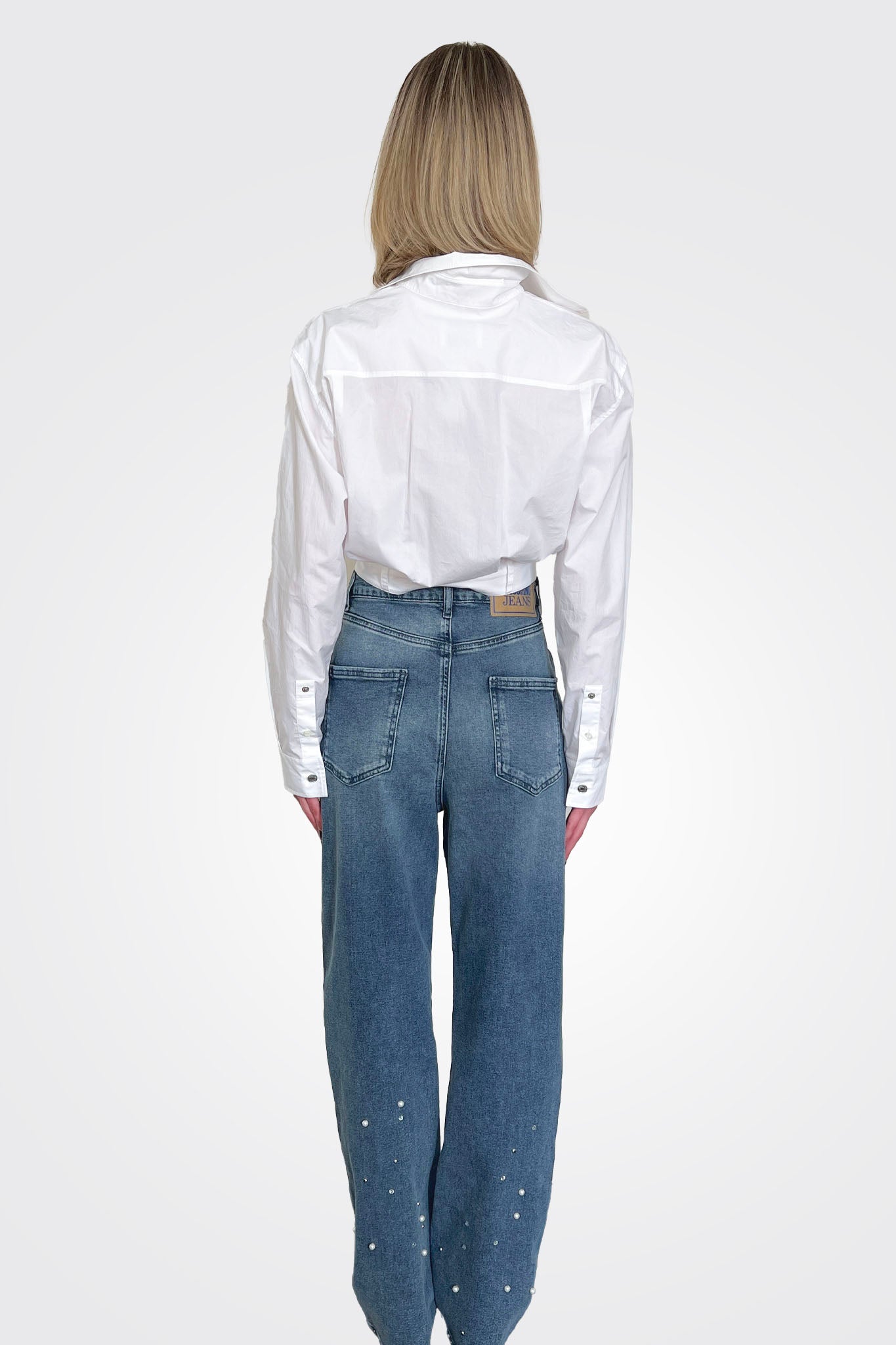 Patched Embellished Jeans - Blue by Moschino — view 3