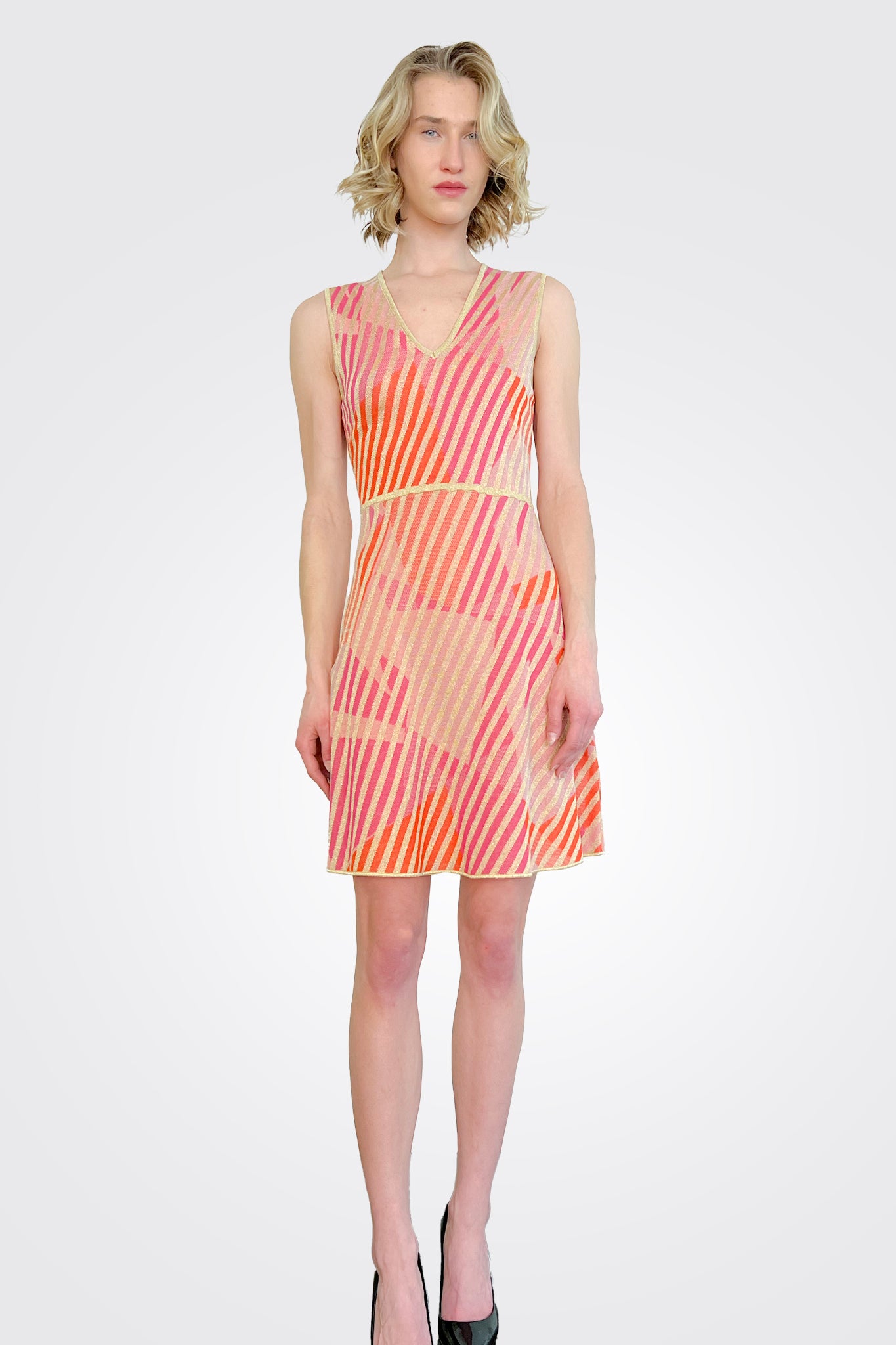 Geometric Jacquard V Neck Dress - Multi by Missoni | 25 South Boutiques