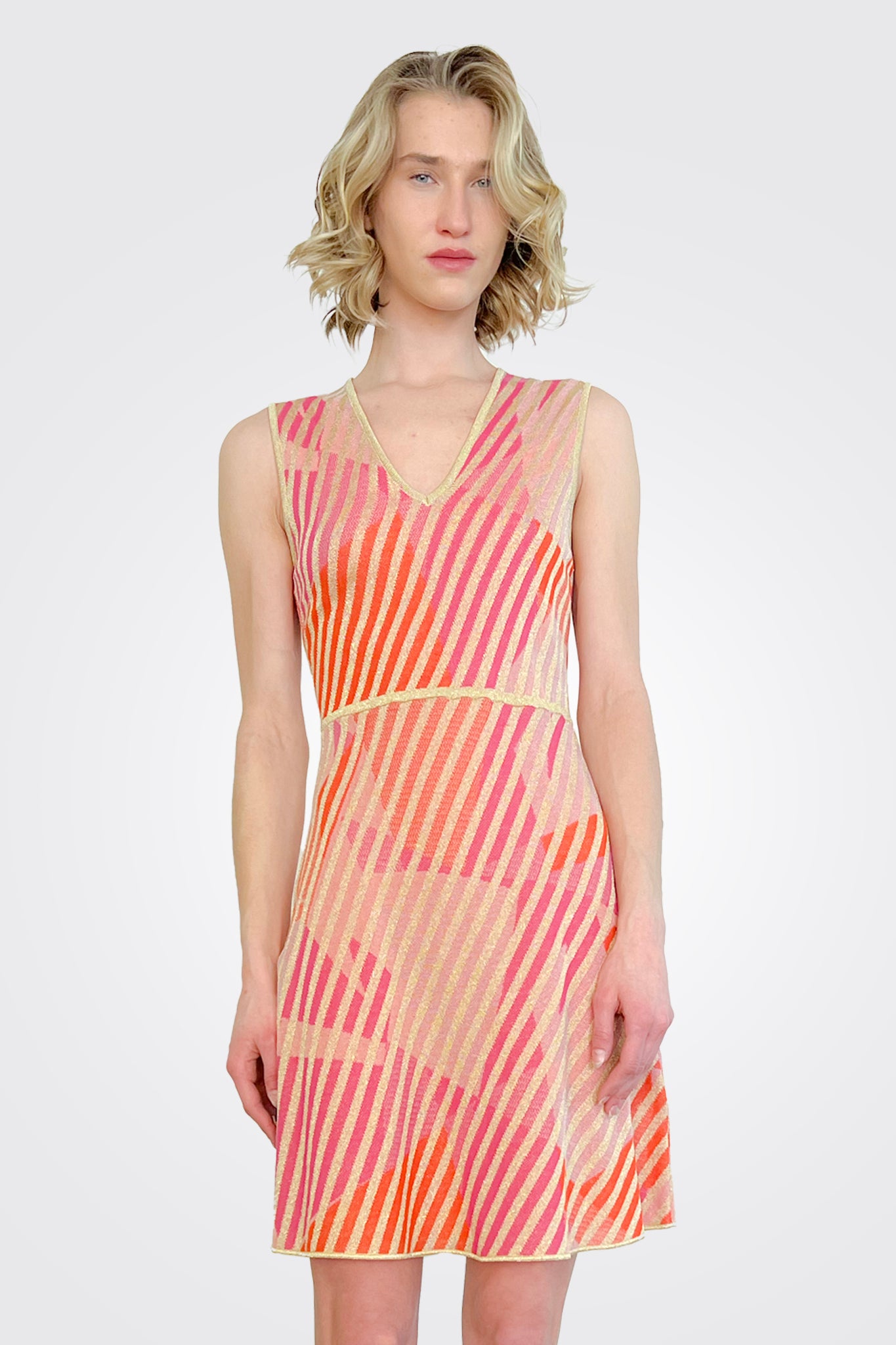 Geometric Jacquard V Neck Dress - Multi by Missoni — alternate view