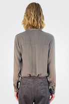 Stretch Satin Silk Shirt - Mud by Transit Par-Such — alternate view