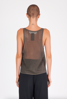 Shiny Viscose Mesh V Neck Tank - Mud by Isabel Benenato — view 4