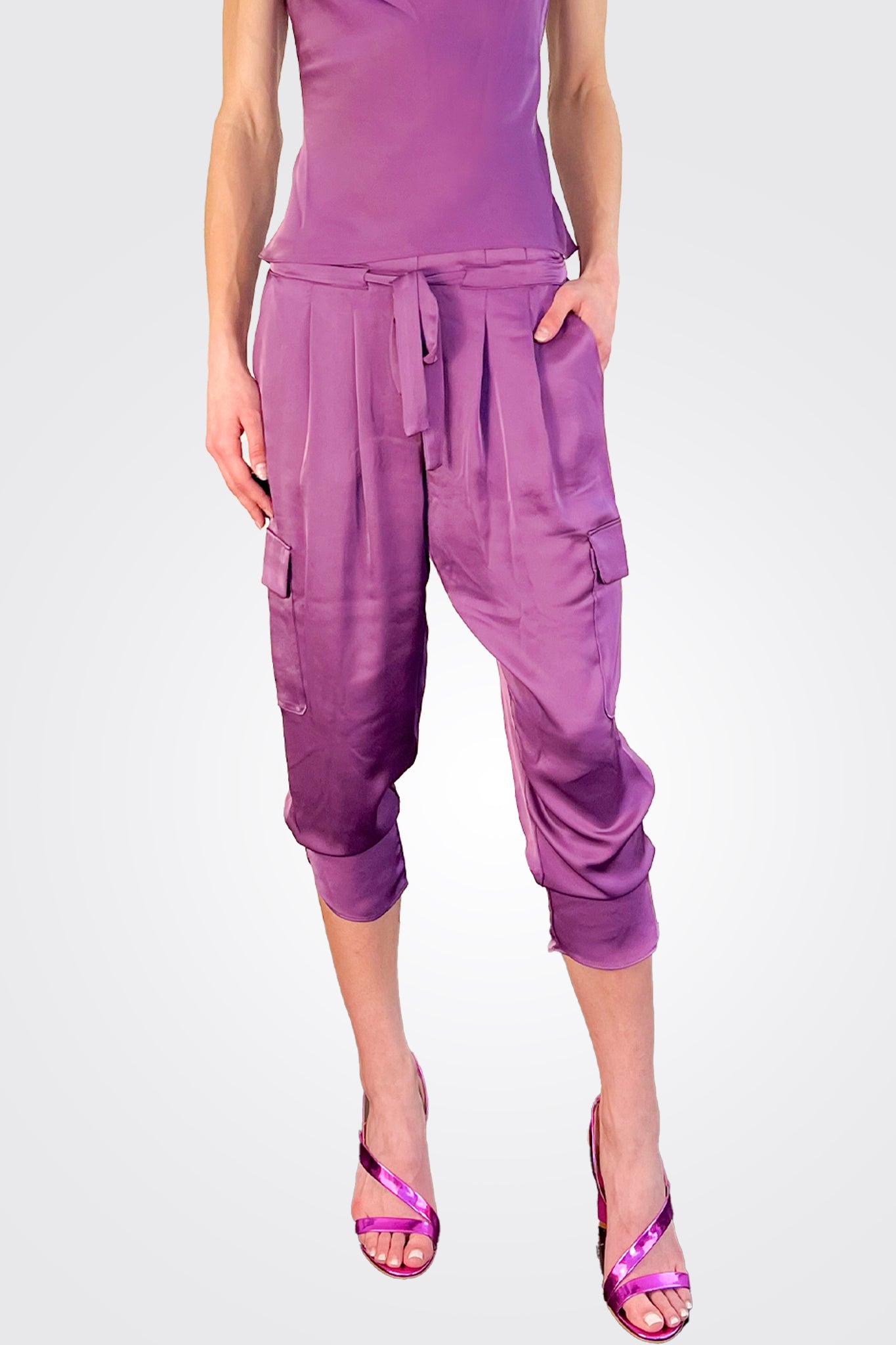 Satin Pocket Allyn Pant - Mulberry by Ramy Brook — alternate view