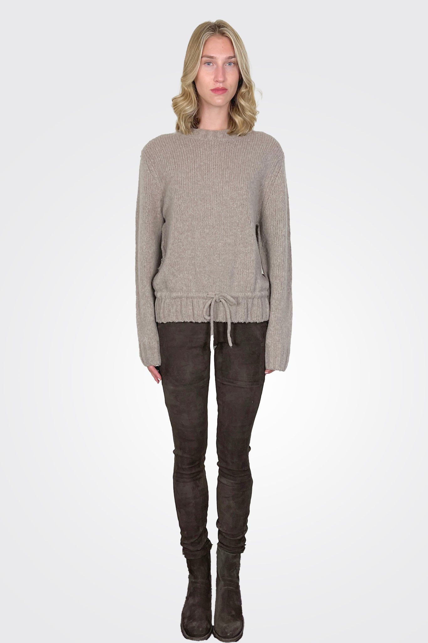 Cashmere Blend Crew Neck - Greige by Kristensen — view 5