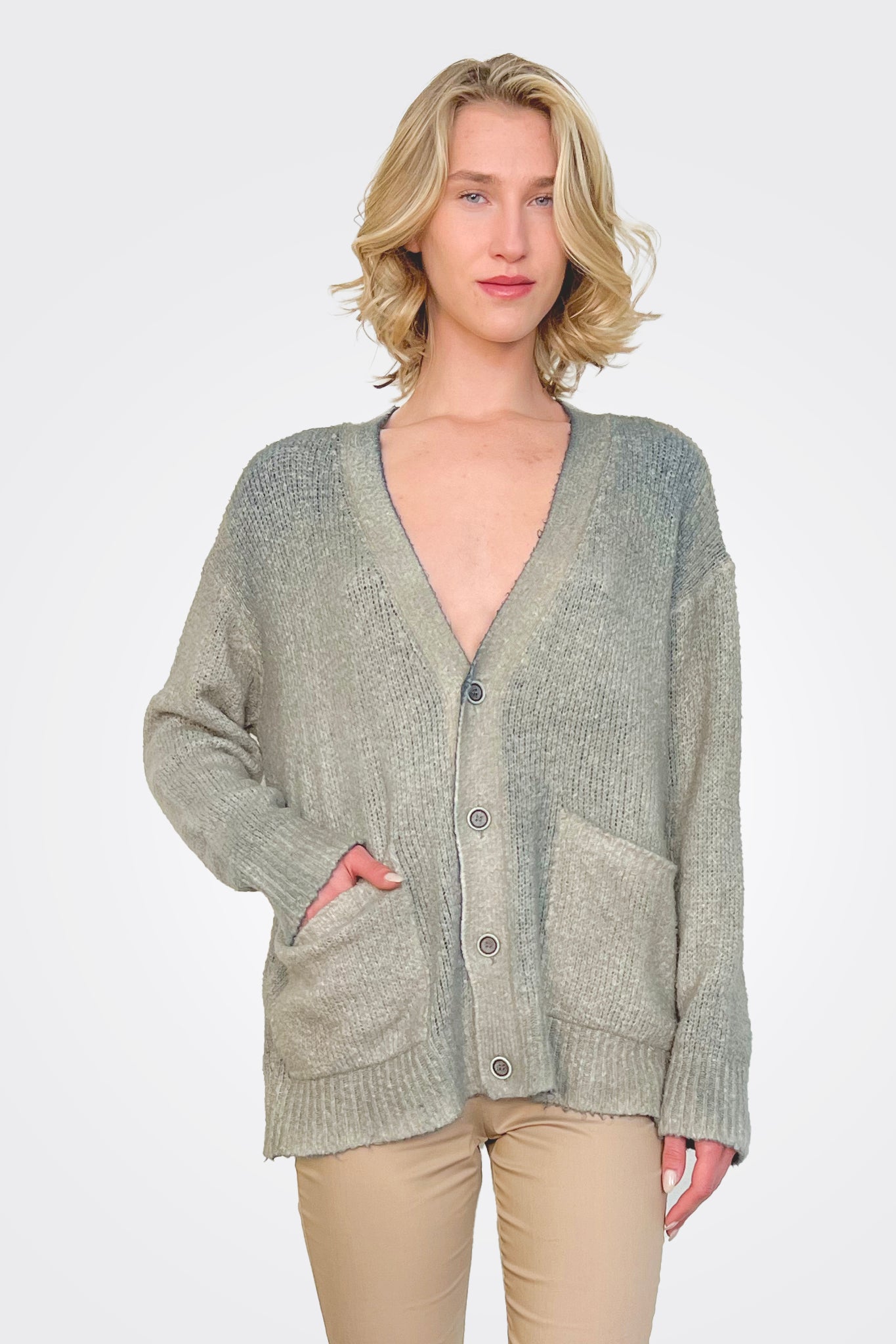 Cotton V Neck Cardigan - Mush by Avant Toi | 25 South Boutiques