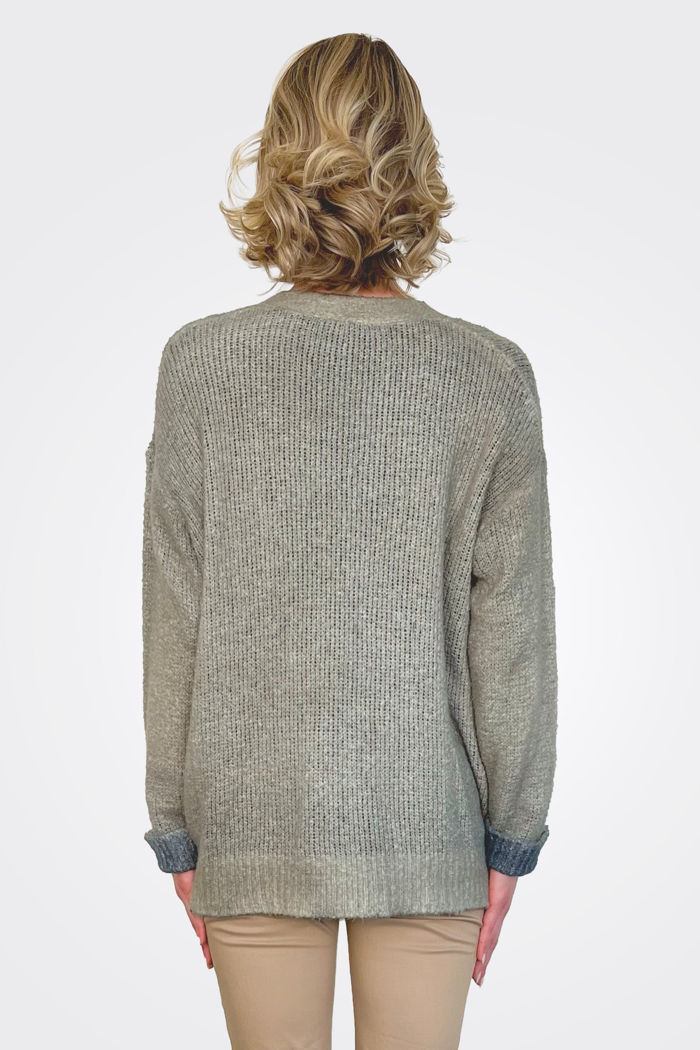 Cotton V Neck Cardigan - Mush by Avant Toi — alternate view