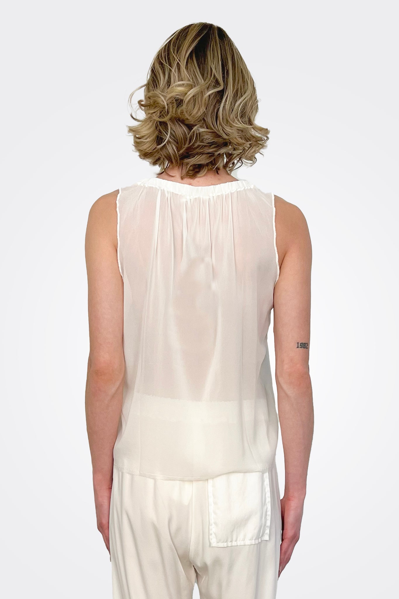 Silk Georgette Top - Natural by Kristensen — alternate view