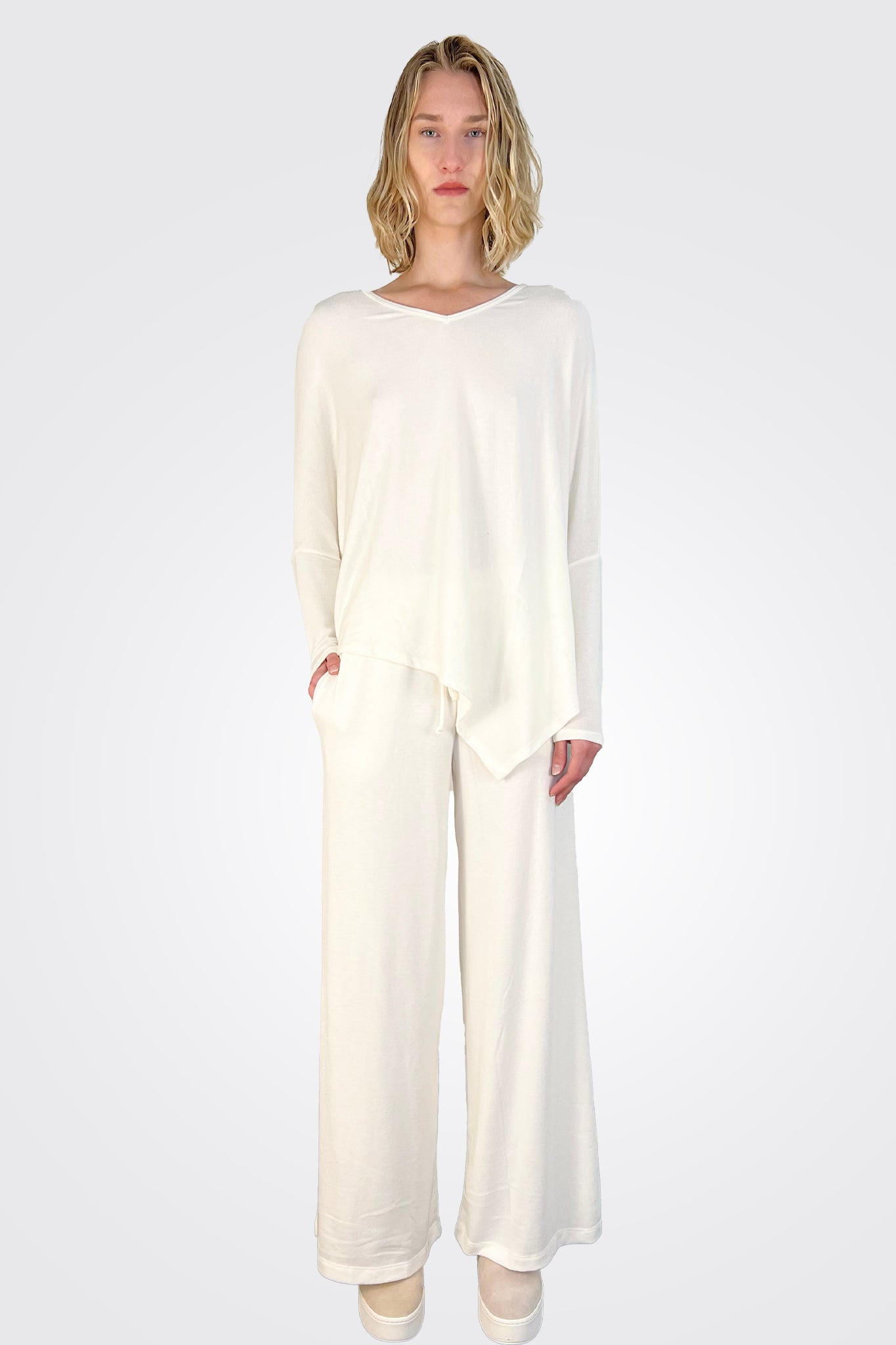 Hi V Neck Long Sleeve - Natural by Stark X — view 3