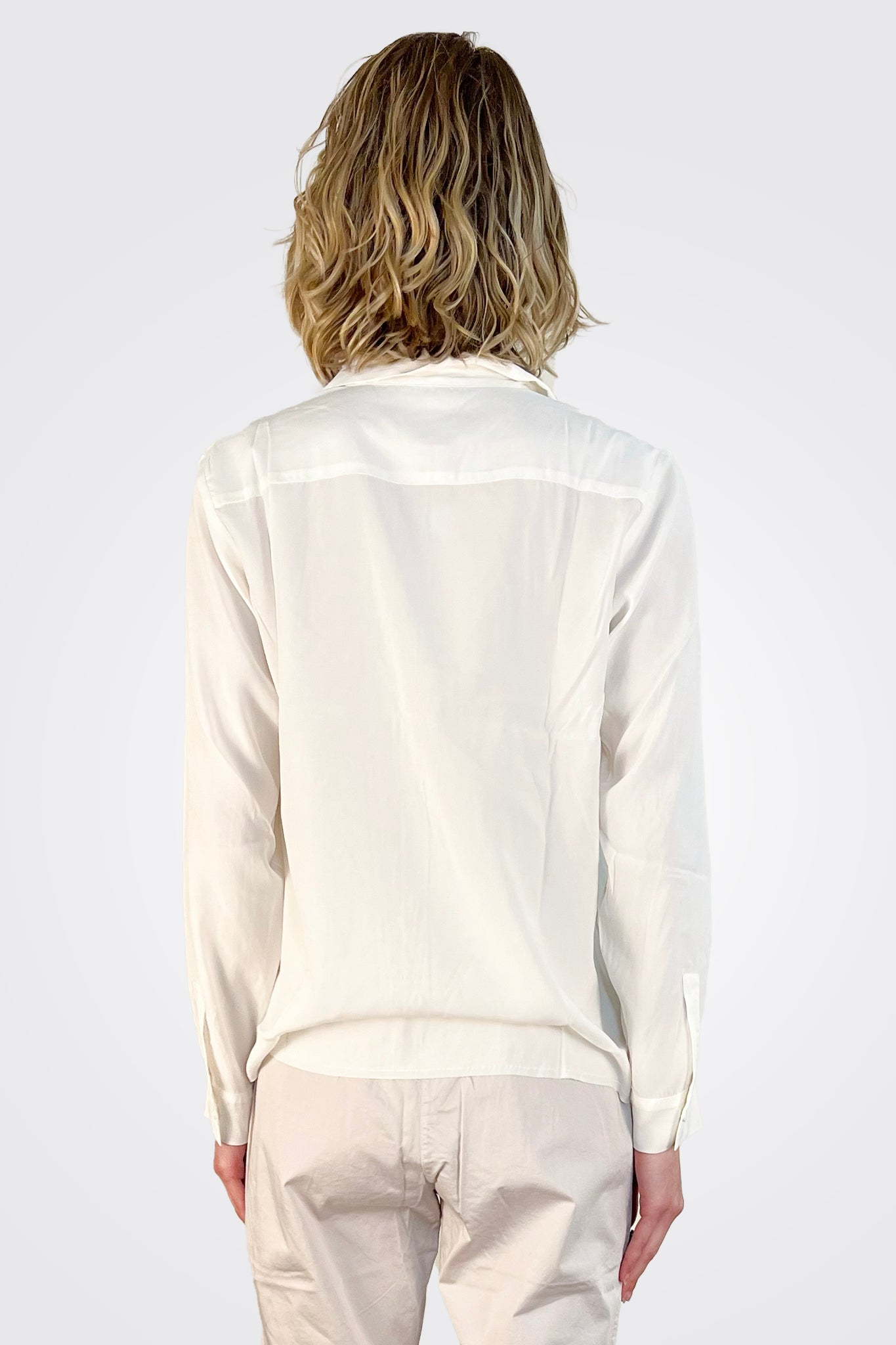 Silk Satin Shirt - Natural by Kristensen — view 3
