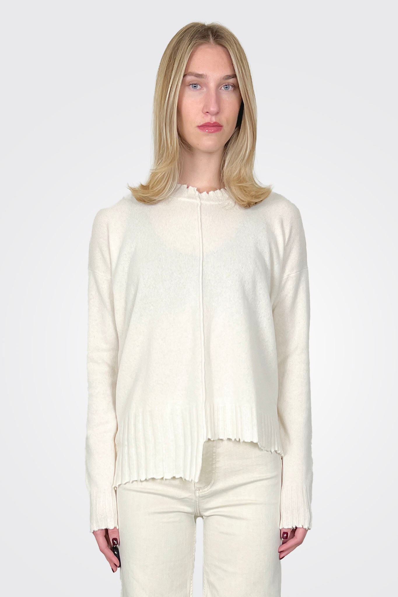 Raw Edge Asym Pullover - Natural by Serie Numerica | 25 South Boutiques