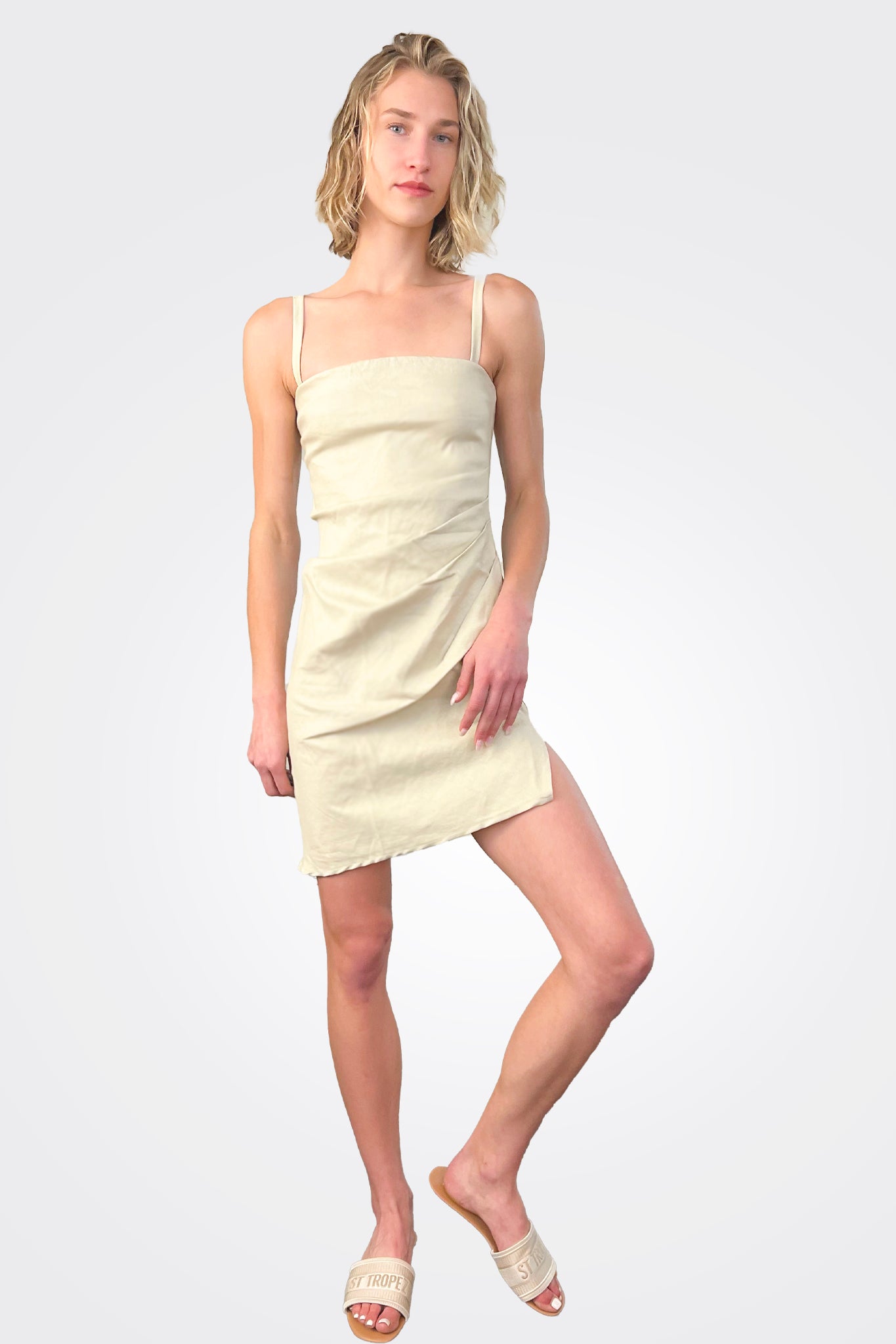 Nadege Draped Mini Dress - Natural by Anemos | 25 South Boutiques