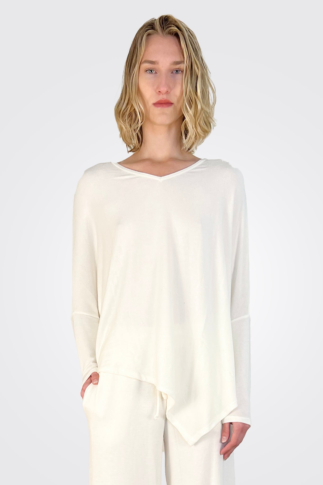 Hi V Neck Long Sleeve - Natural by Stark X | 25 South Boutiques