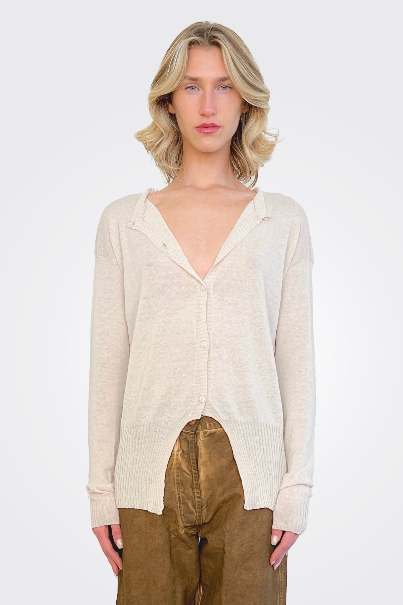 Cutout Cardigan - Natural by Serie Numerica — alternate view