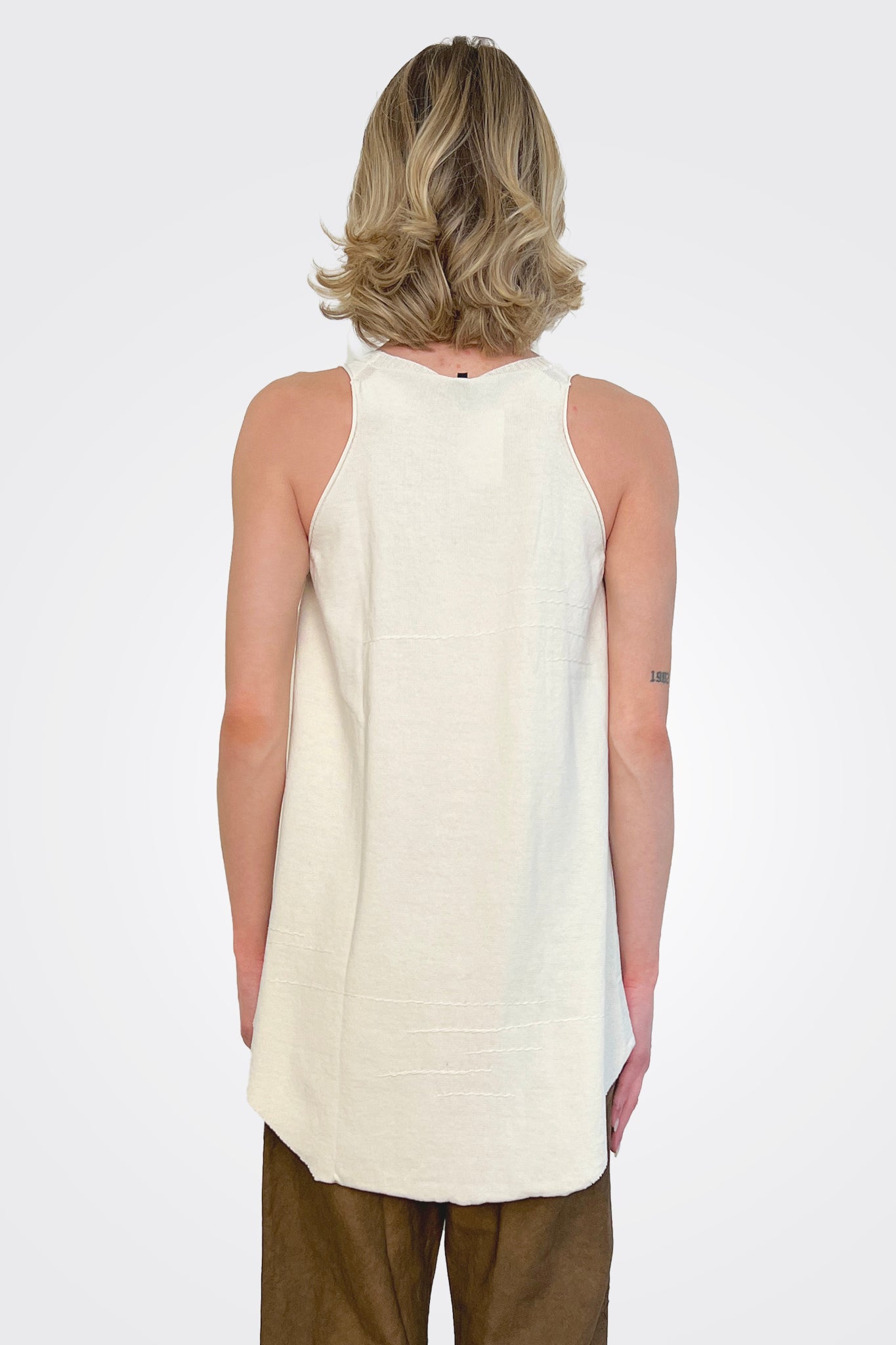 V Neck Asym Tank - Natural White by Serie Numerica — alternate view