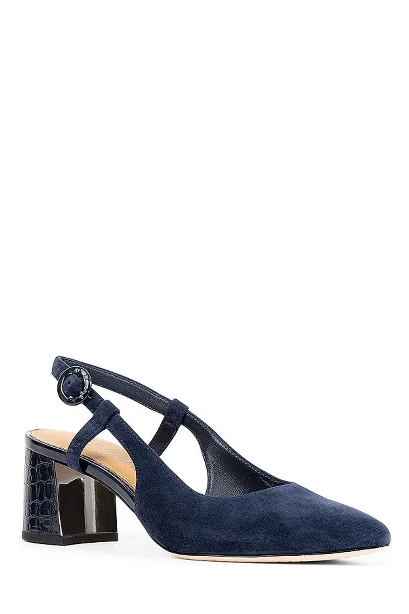 Song Croc Heel - Navy Suede by Donald Pliner — alternate view