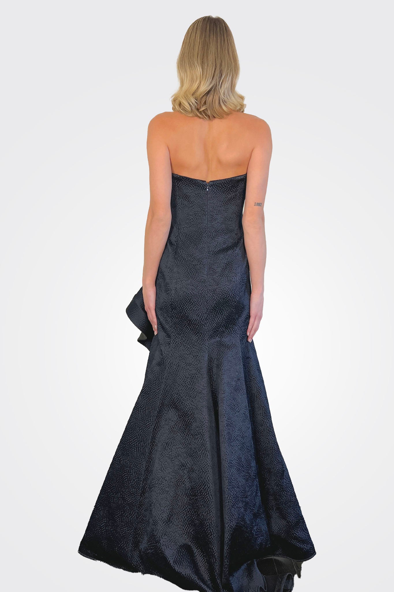 Strapless Ruffle Gown - Navy by Tina Di Martina — alternate view