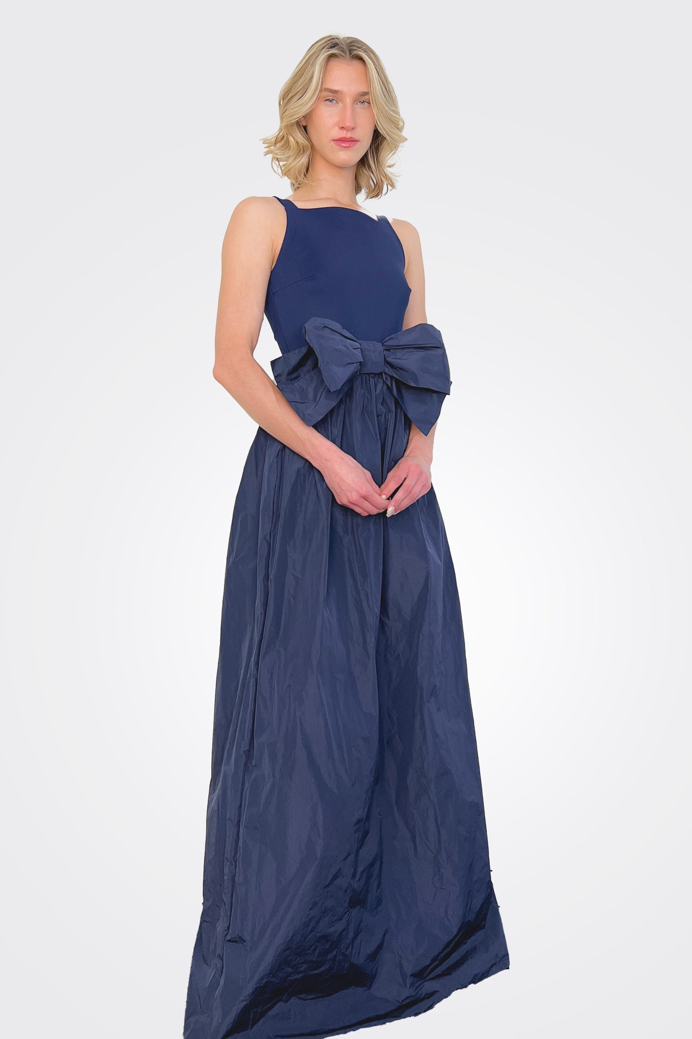Harlee Taffeta Bow Gown - Blu Notte by Chiara Boni | 25 South Boutiques